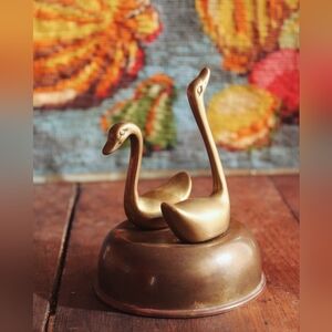 Vintage Elegant Brass Swan Figurines